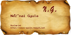 Nánai Gyula névjegykártya
